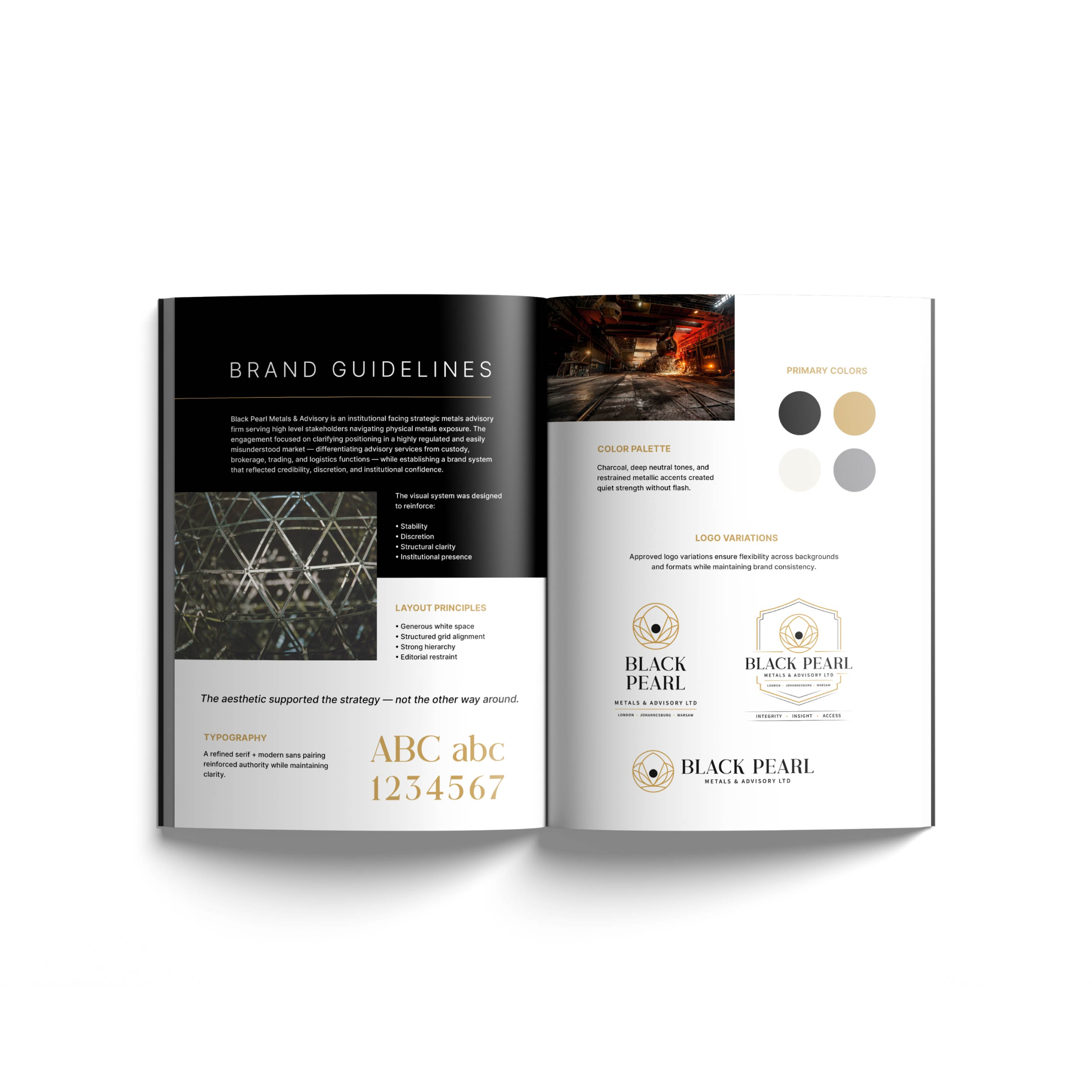 Black Pearl Metals brand guidelines by Jeanine Kelley Design