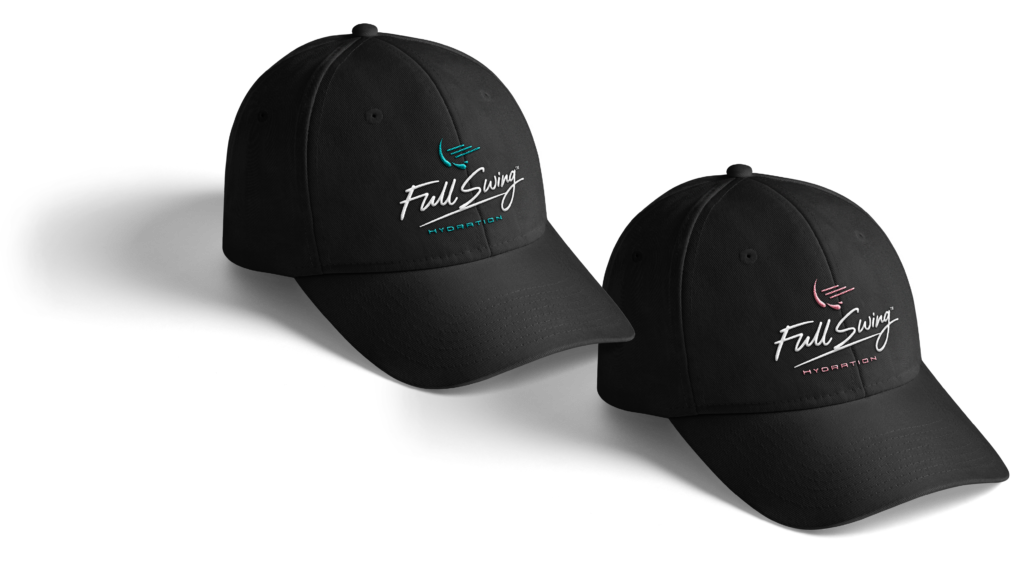 Full Swing Hydration cap mockup by Jeanine Kelley Design
