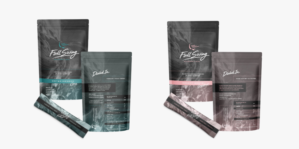 Full Swing Hydration packaging mockup by Jeanine Kelley Design