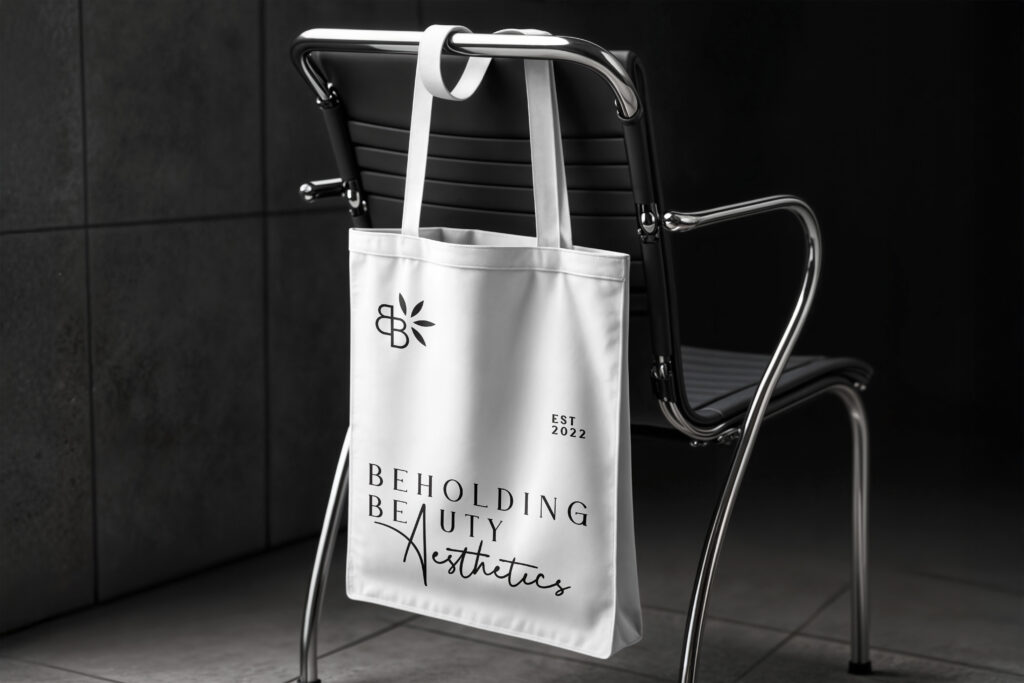Beholding Beauty Aesthetics bag mockup by Jeanine Kelley Design