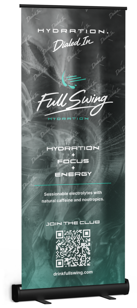 Full Swing Hydration roll-up banner by Jeanine Kelley Design
