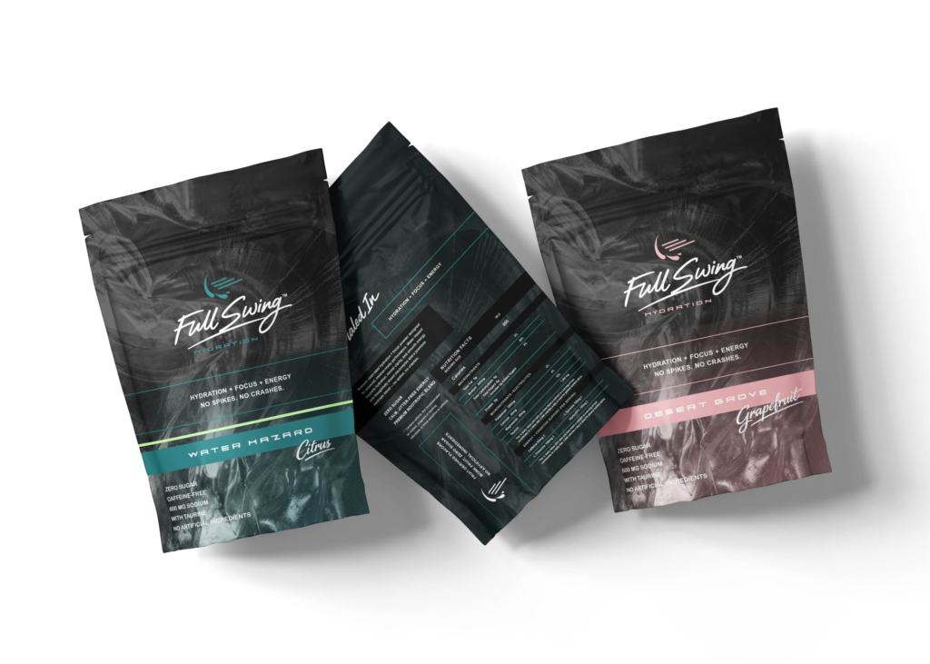 Full Swing Hydration packaging mockup by Jeanine Kelley Design