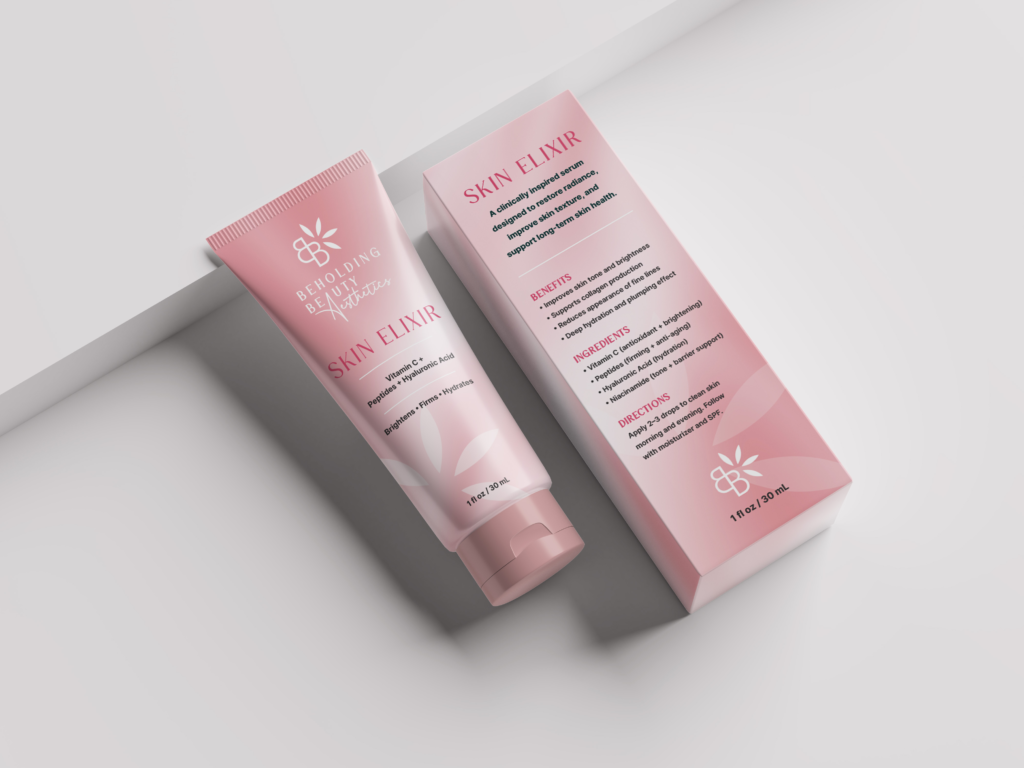 Beholding Beauty Aesthetics skin care mockup by Jeanine Kelley Design