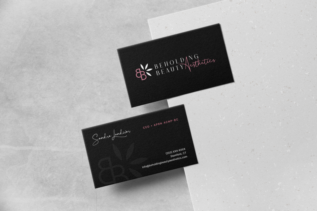 Beholding Beauty Aesthetics business card by Jeanine Kelley Design