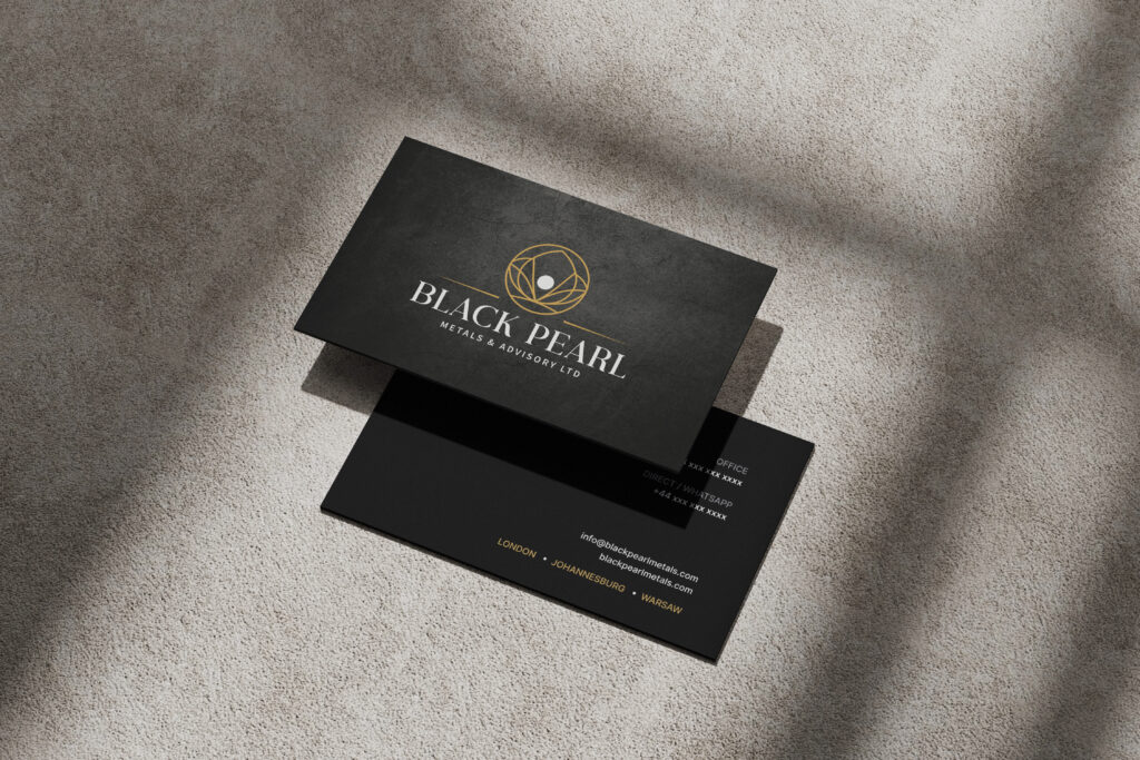 Black Pearl Metals business card by Jeanine Kelley Design