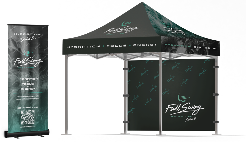 Full Swing Hydration booth mockup by Jeanine Kelley Design