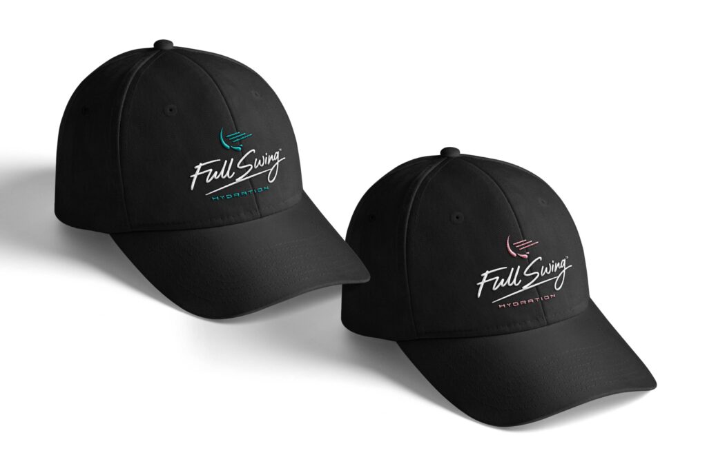 Full Swing Hydration cap mockup by Jeanine Kelley Design
