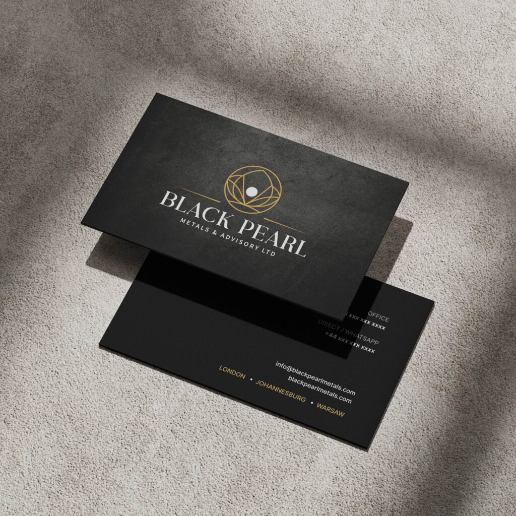 Black Pearl Metals business card design by Jeanine Kelley
