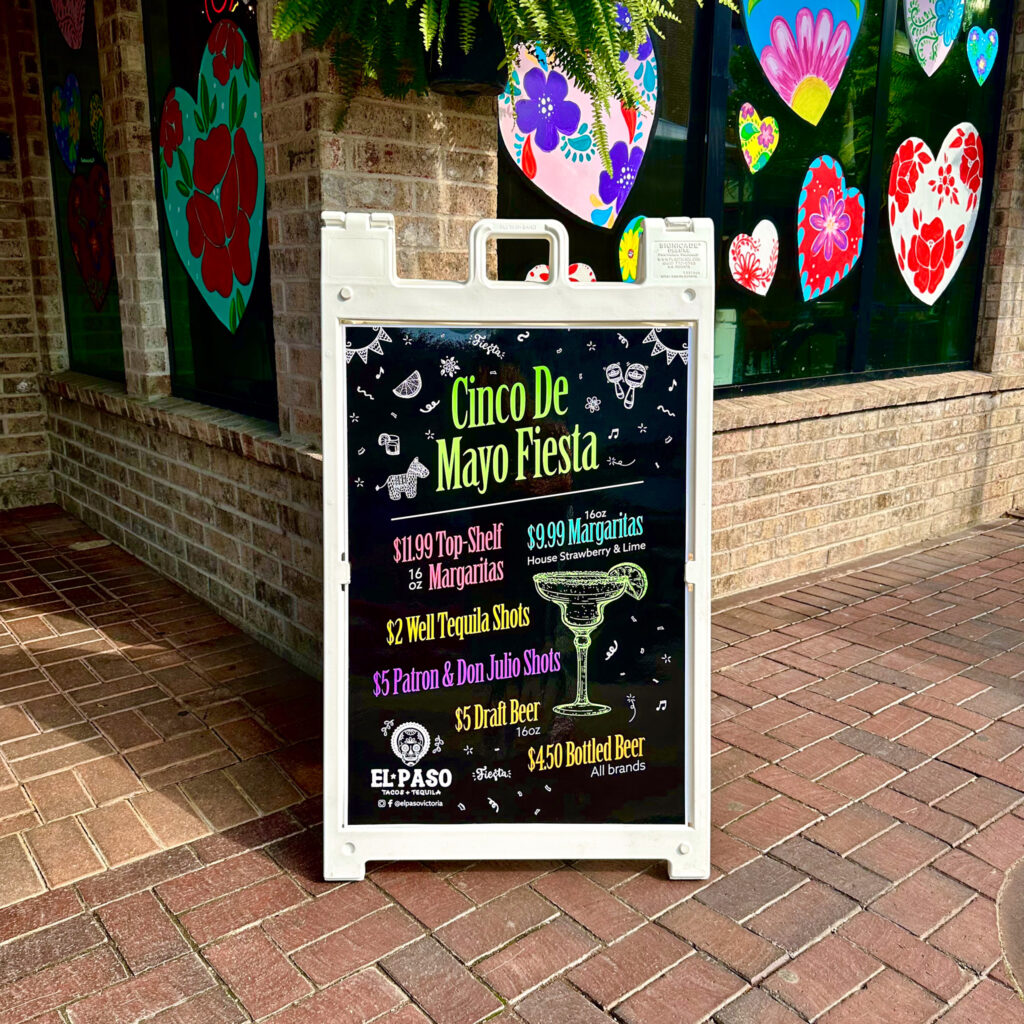 El Paso Tacos & Tequila sidewalk sign by Jeanine Kelley Design