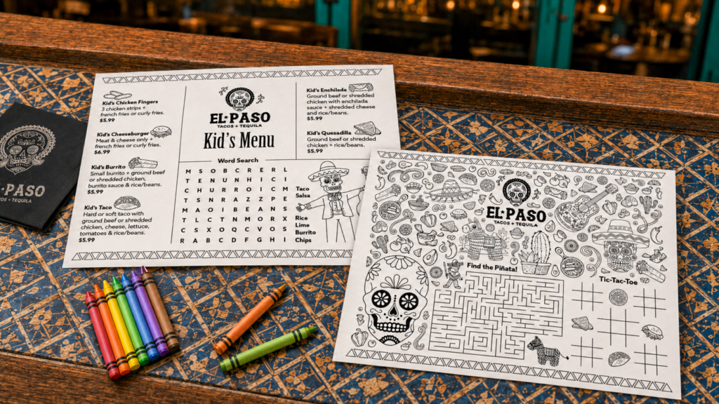El Paso Tacos & Tequila kids menu by Jeanine Kelley