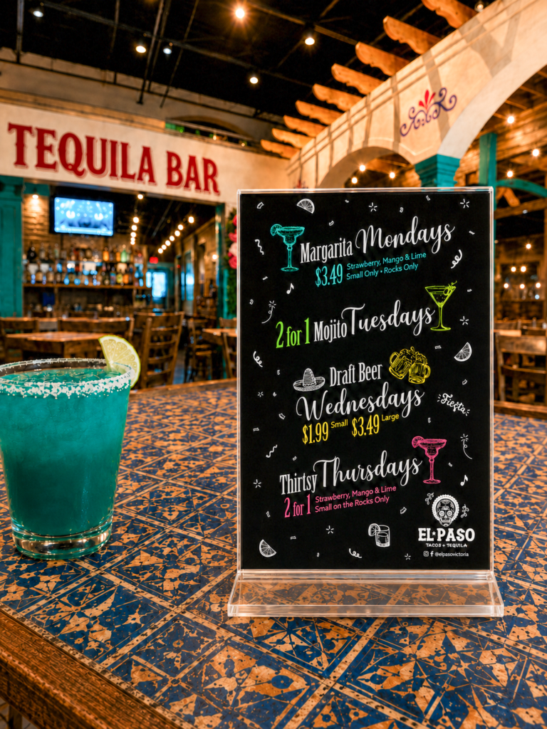El Paso Tacos & Tequila table menu by Jeanine Kelley