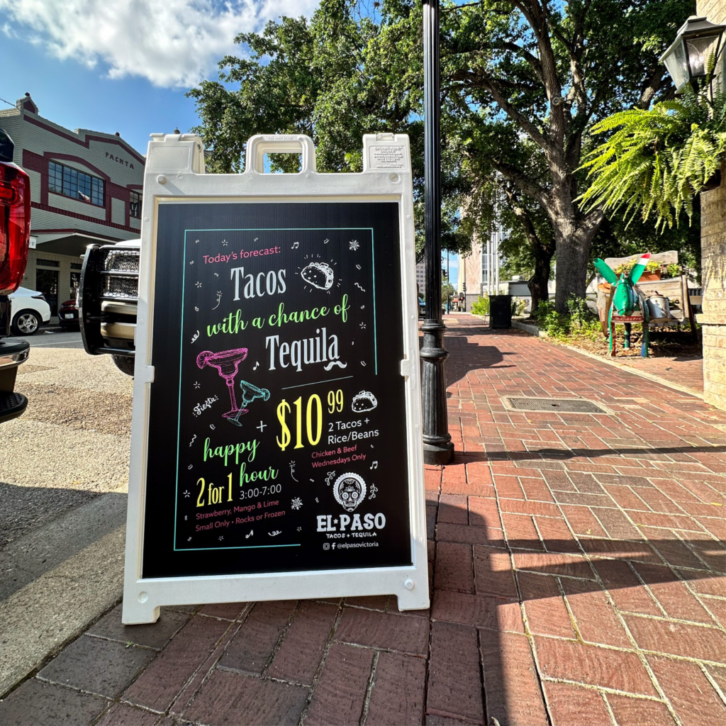 El Paso Tacos & Tequila sidewalk sign by Jeanine Kelley