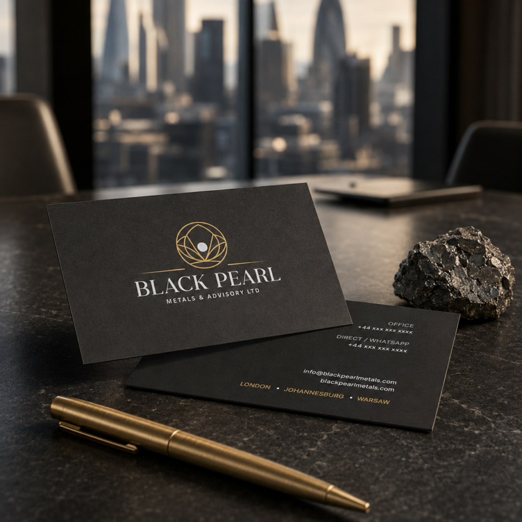 Black Pearl Metals business card design by Jeanine Kelley